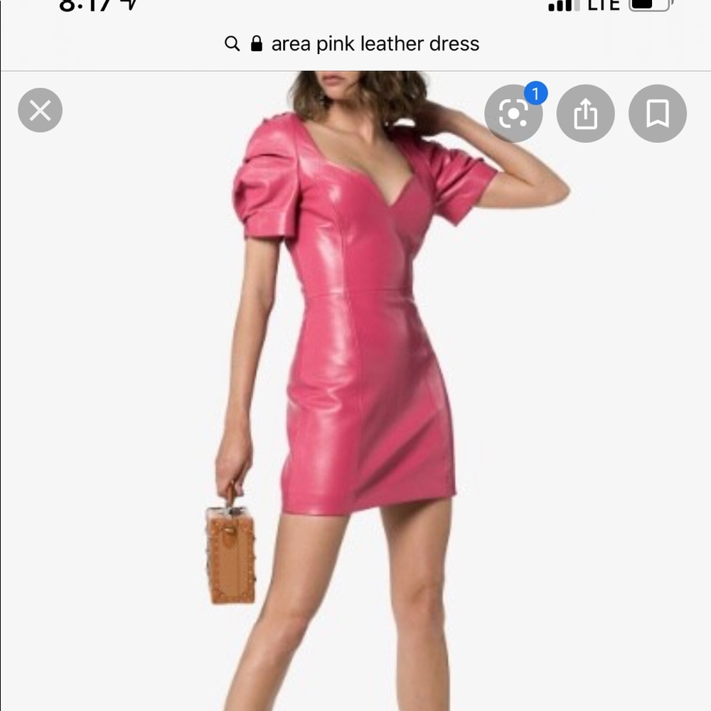 AREA pink leather dress. Mini mini!!!